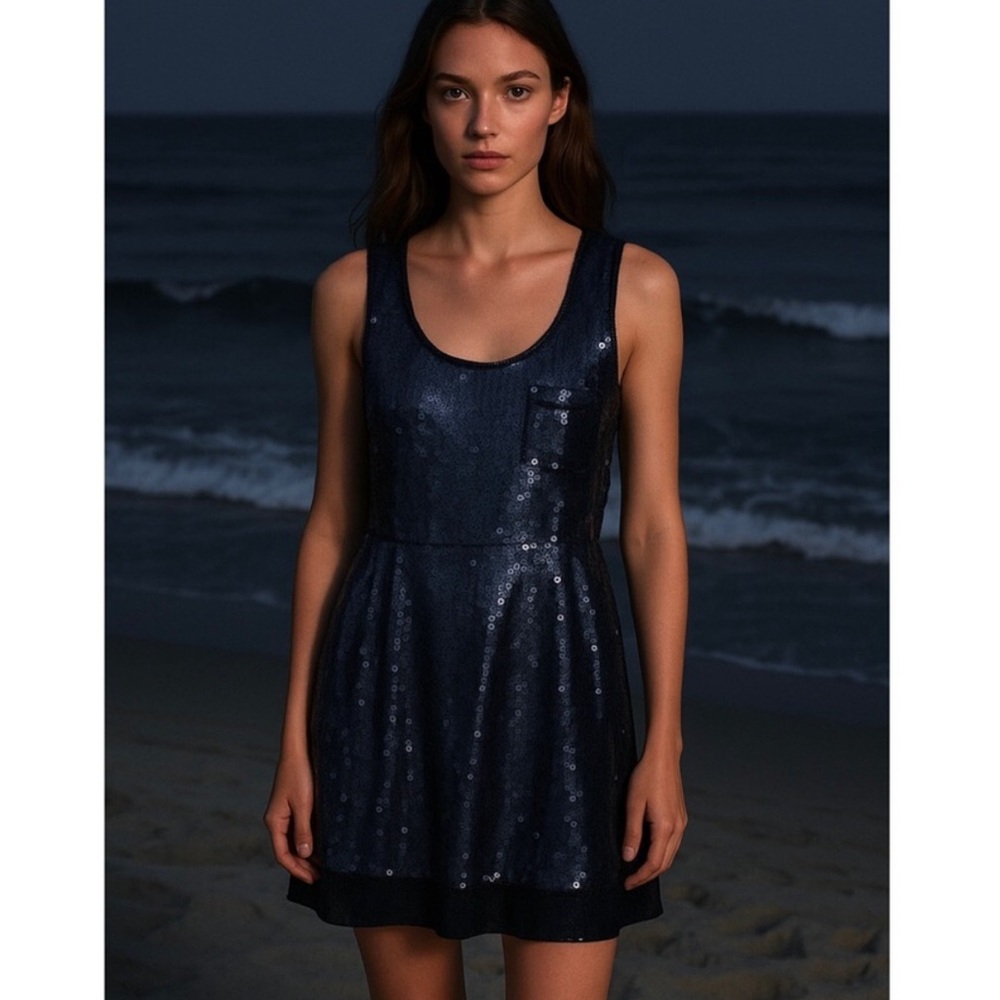 Elegant Navy Sequin Mini Dress